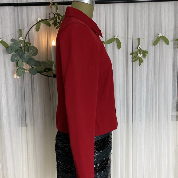 Vtg Pendleton red women‘s red blazer/jacket, shoulder pads, button down. Size 8 - Picture 3 of 14